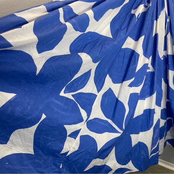 Anthropologie Abstract Leaf Maxi Dress Blue and White Coastal - Picture 9 of 15